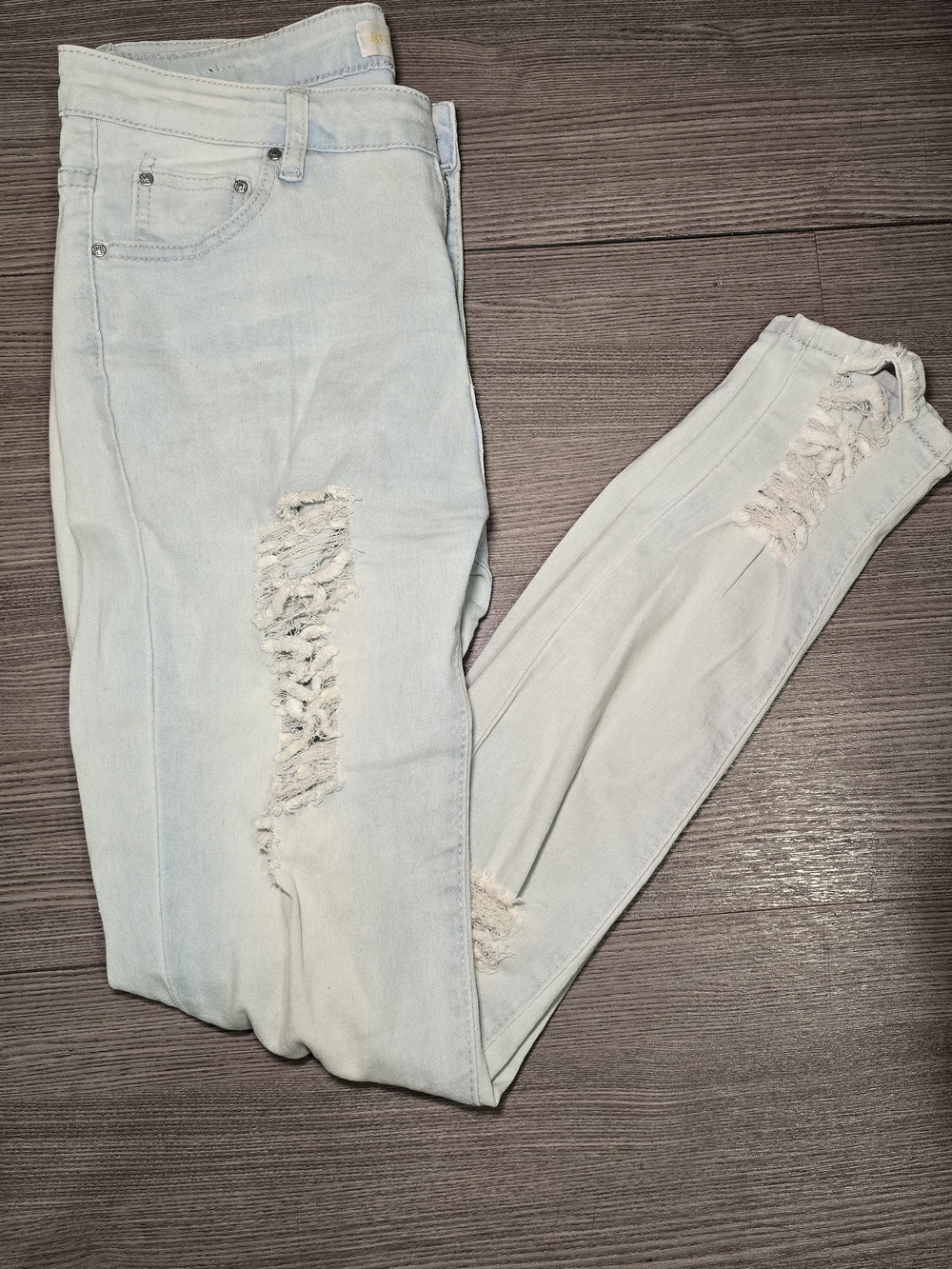 Light Blue Distressed Skinny Jeans for Women